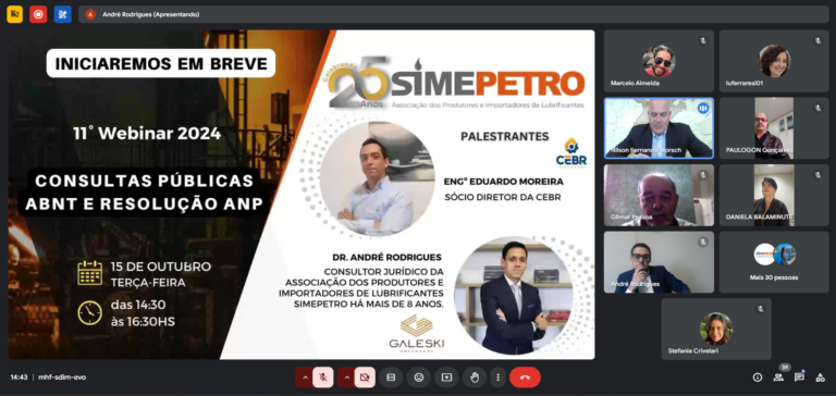 Simepetro realizou Webinar sobre consulta pública ABNT e resolução ANP